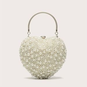 Pearl Heart Evening Bag Clutch